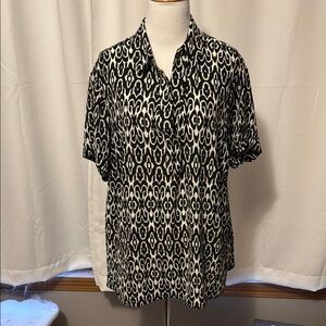 Rose + Olive Black and White Patterned Blouse
